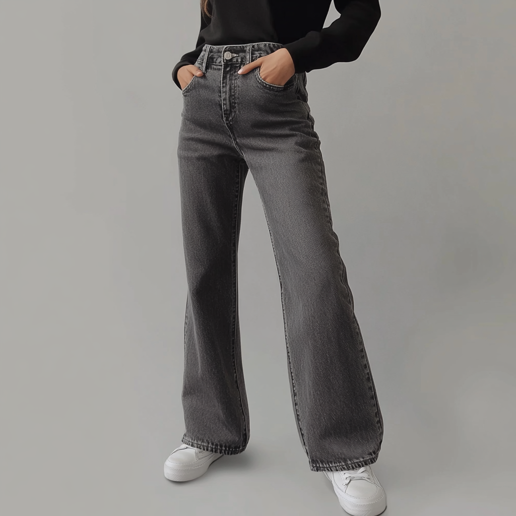 Feminique | Grijze Dames Broek Wide Leg