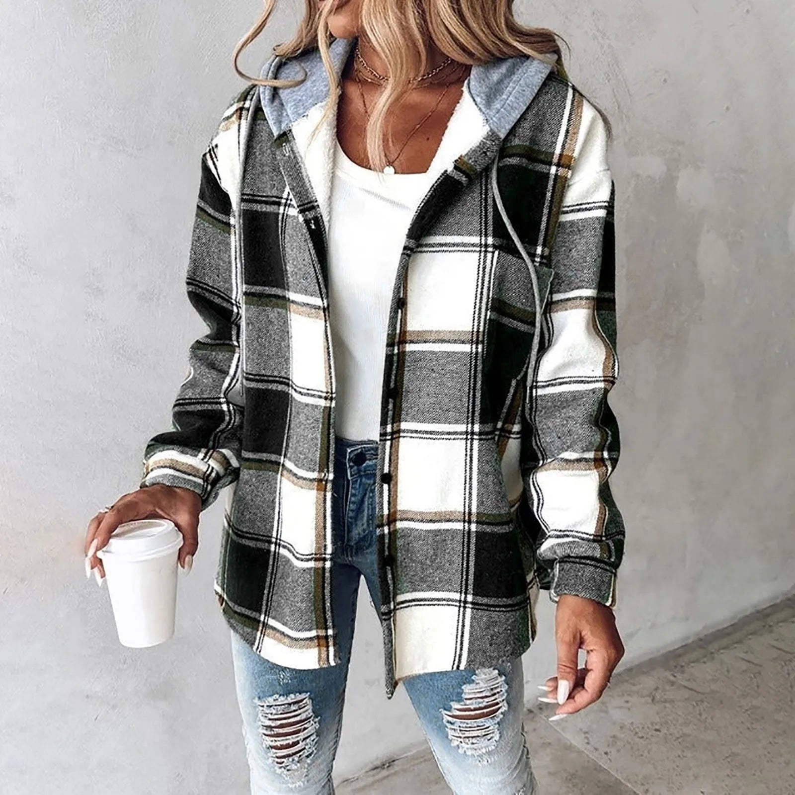 Feminique | Dames Tartan Knopenjack
