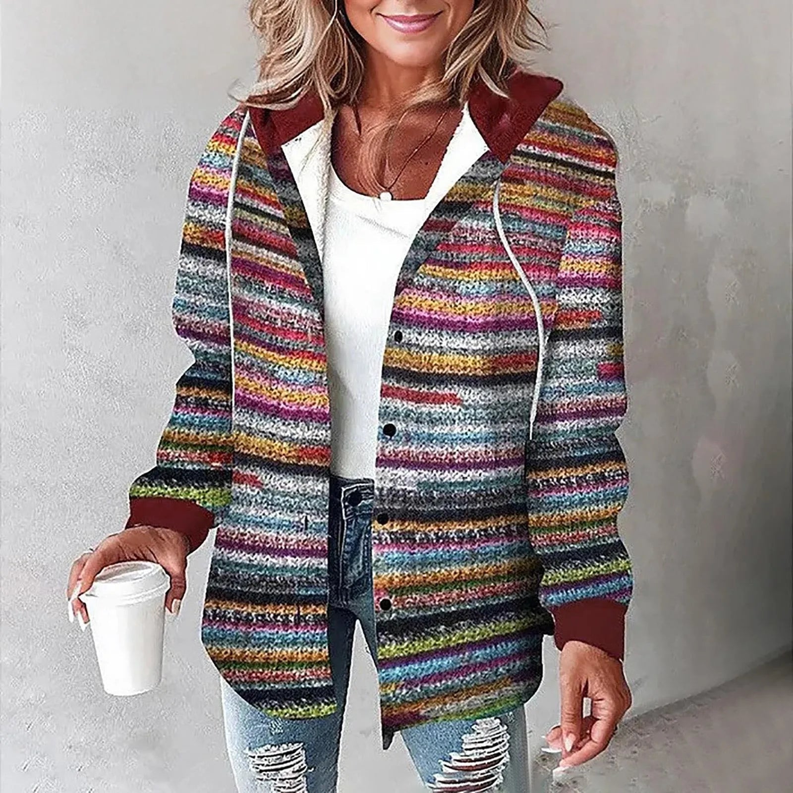 Feminique | Dames Tartan Knopenjack