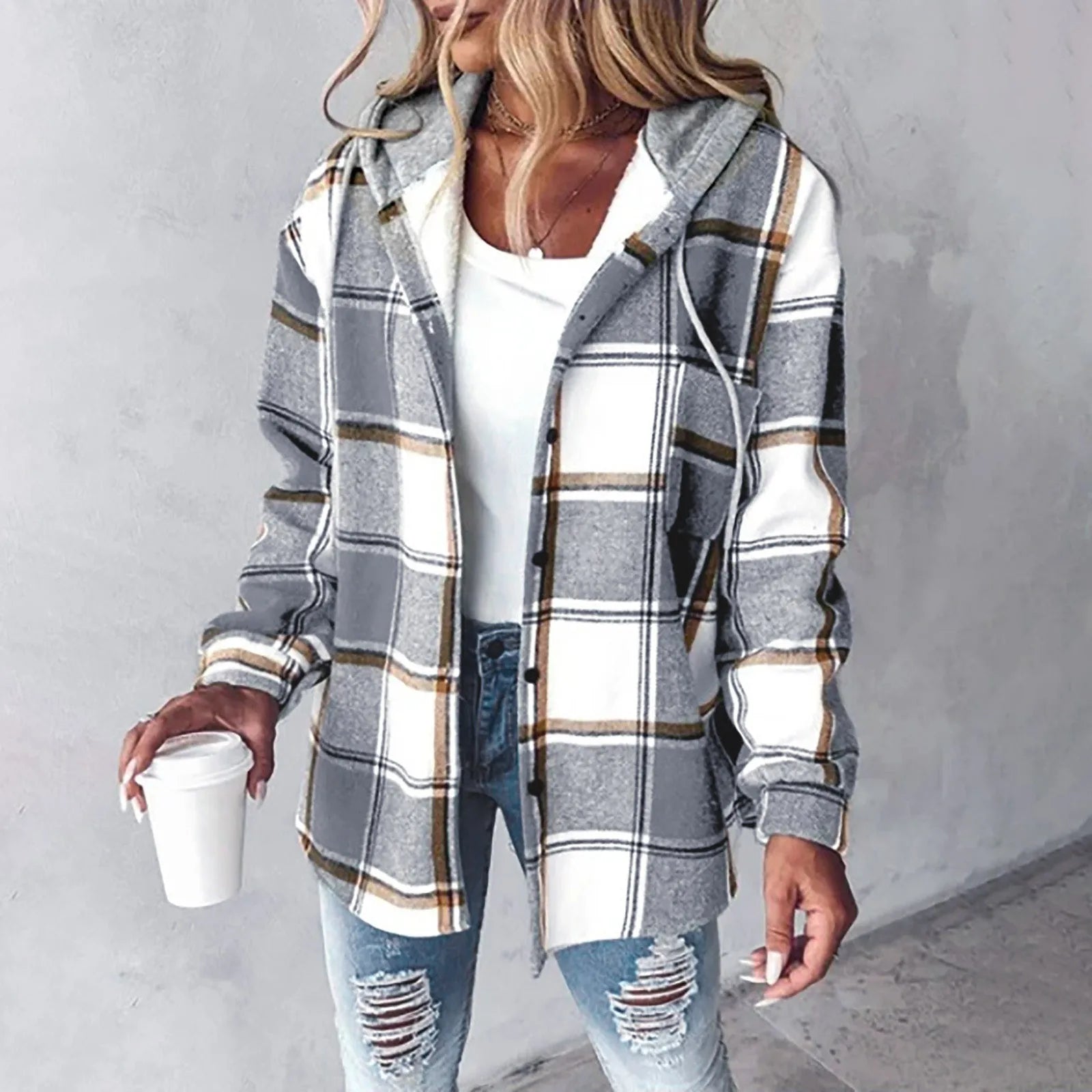 Feminique | Dames Tartan Knopenjack