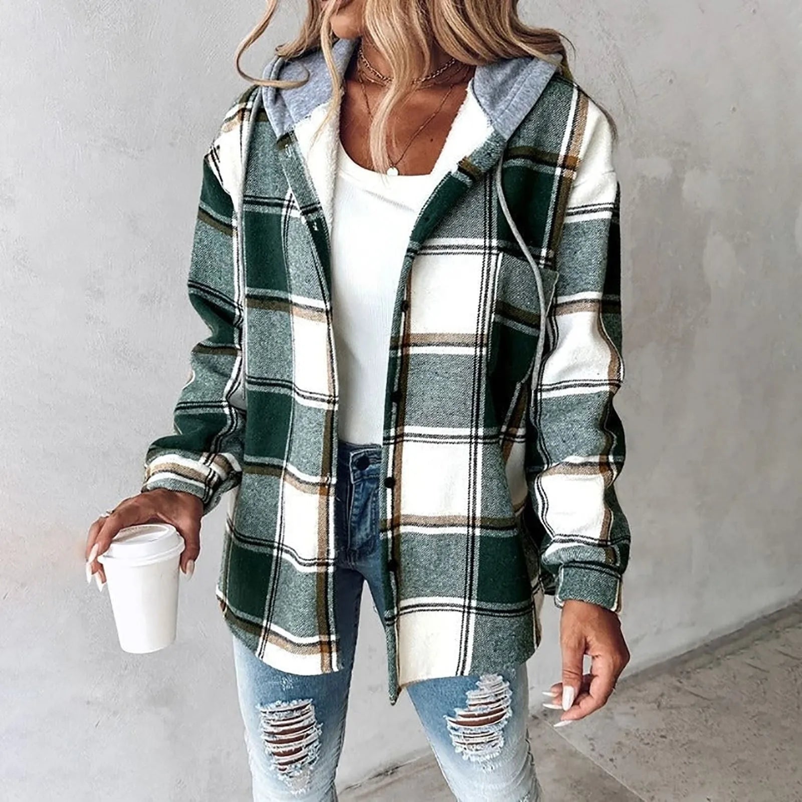 Feminique | Dames Tartan Knopenjack