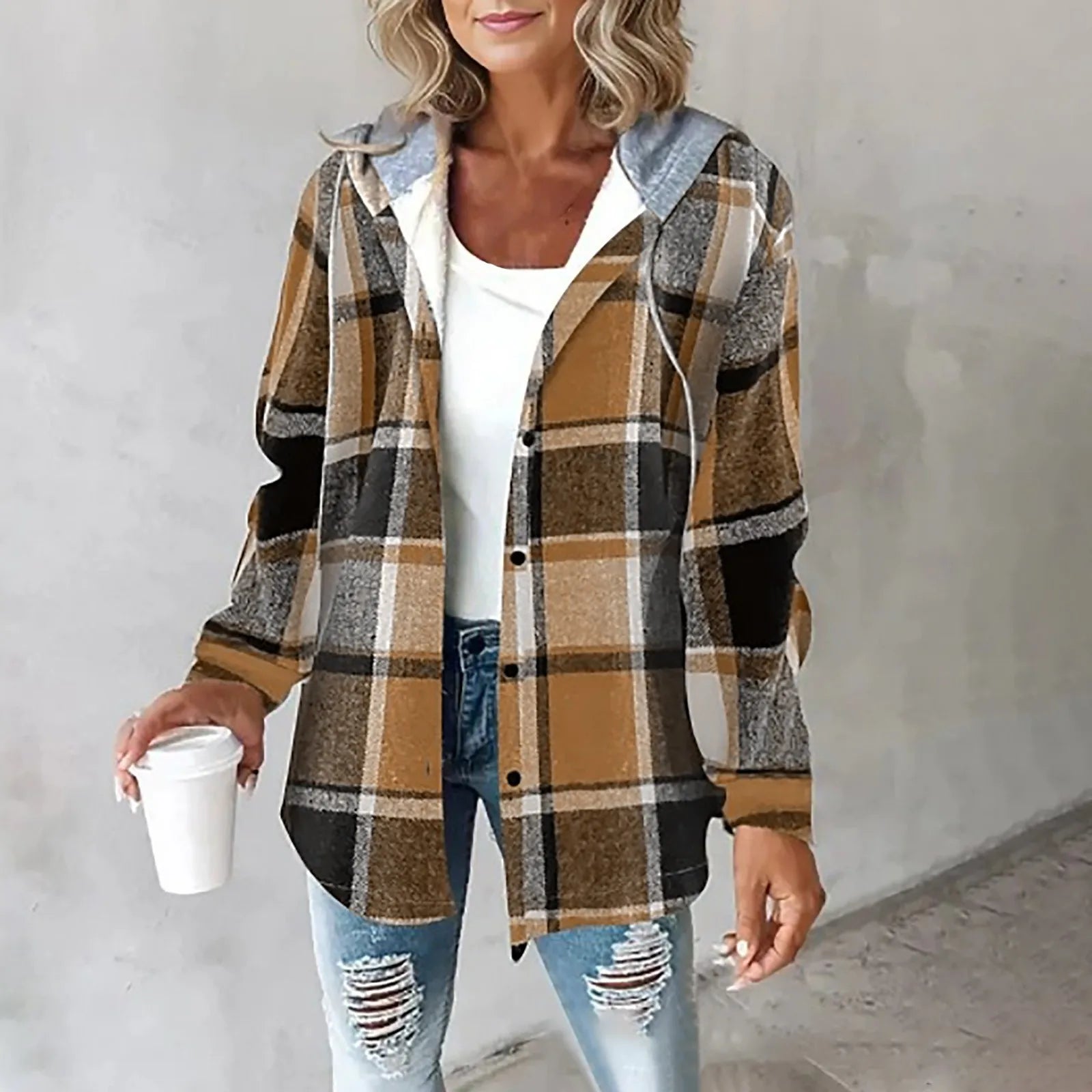 Feminique | Dames Tartan Knopenjack